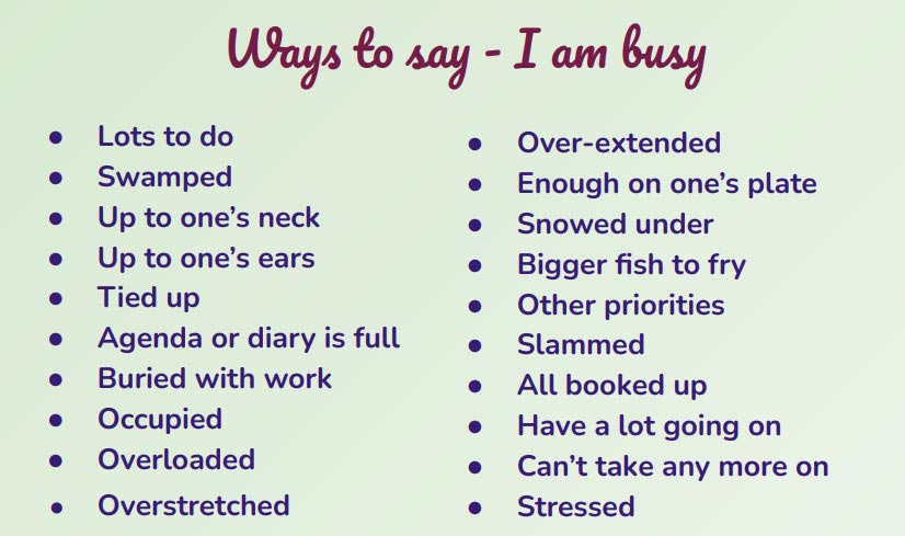 Ways To Say I Am Busy Learn English