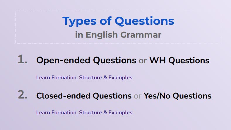 Types Of Questions Open ended And Closed ended Learn English