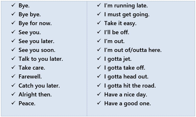 Ways To Say Goodbye Learn English